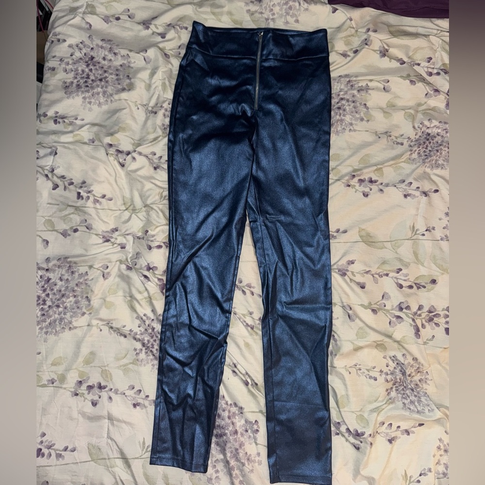 SHEIN Metallic Navy Leggings